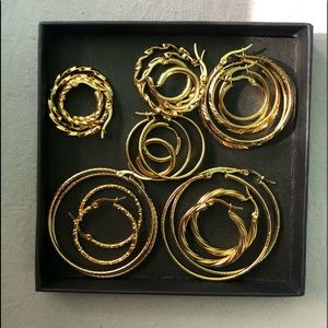 12 pairs assorted gold hoops (stainless steel)